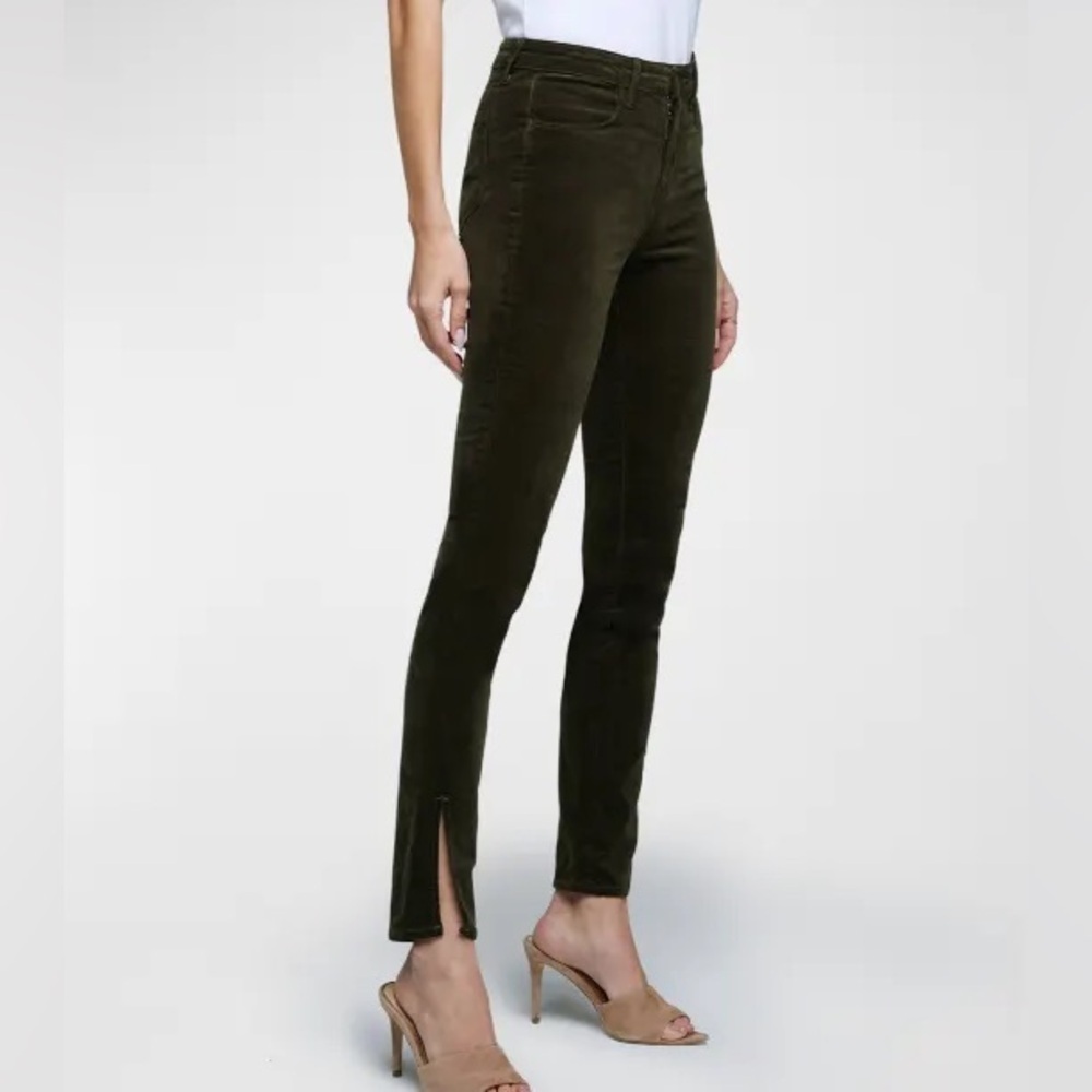 L’AGENCE Josie High Rise Split Hem Velvet Pant Noir Black Casual Women’s Size 27